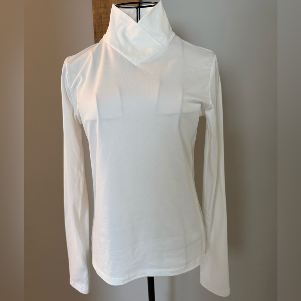 Elegant White Turtleneck Women's Top